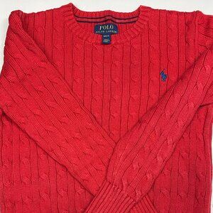 Polo Ralph Lauren Cable Knit Sweater Red Boys Size M (10-12)